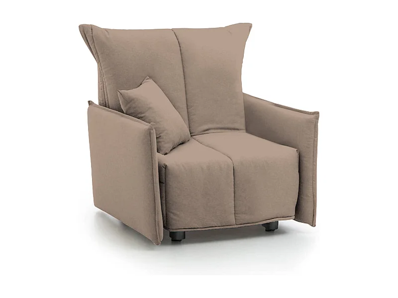 Poltrona Almerinda, Divano singolo, Poltrona soggiorno apertura a carrello, Braccioli standard, 100% Made in Italy, Cm 110x90h85, Tortora