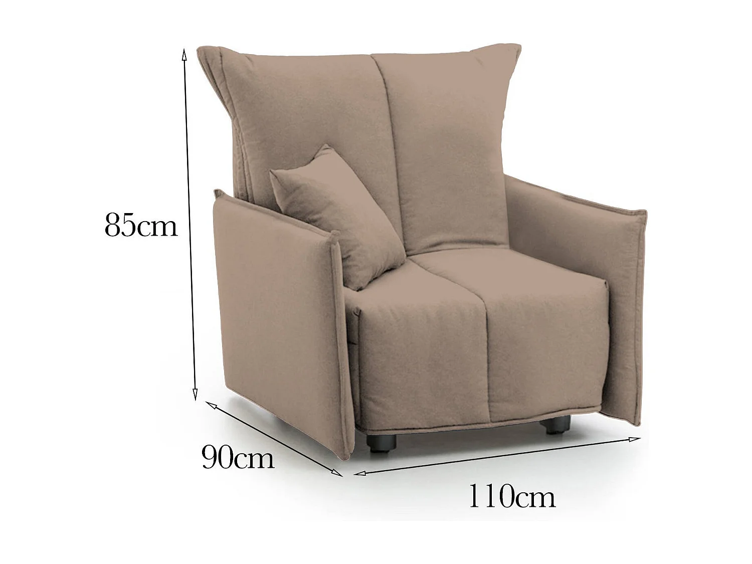 Fauteuil Almerinda, 110x90h85 cm, gris tourterelle