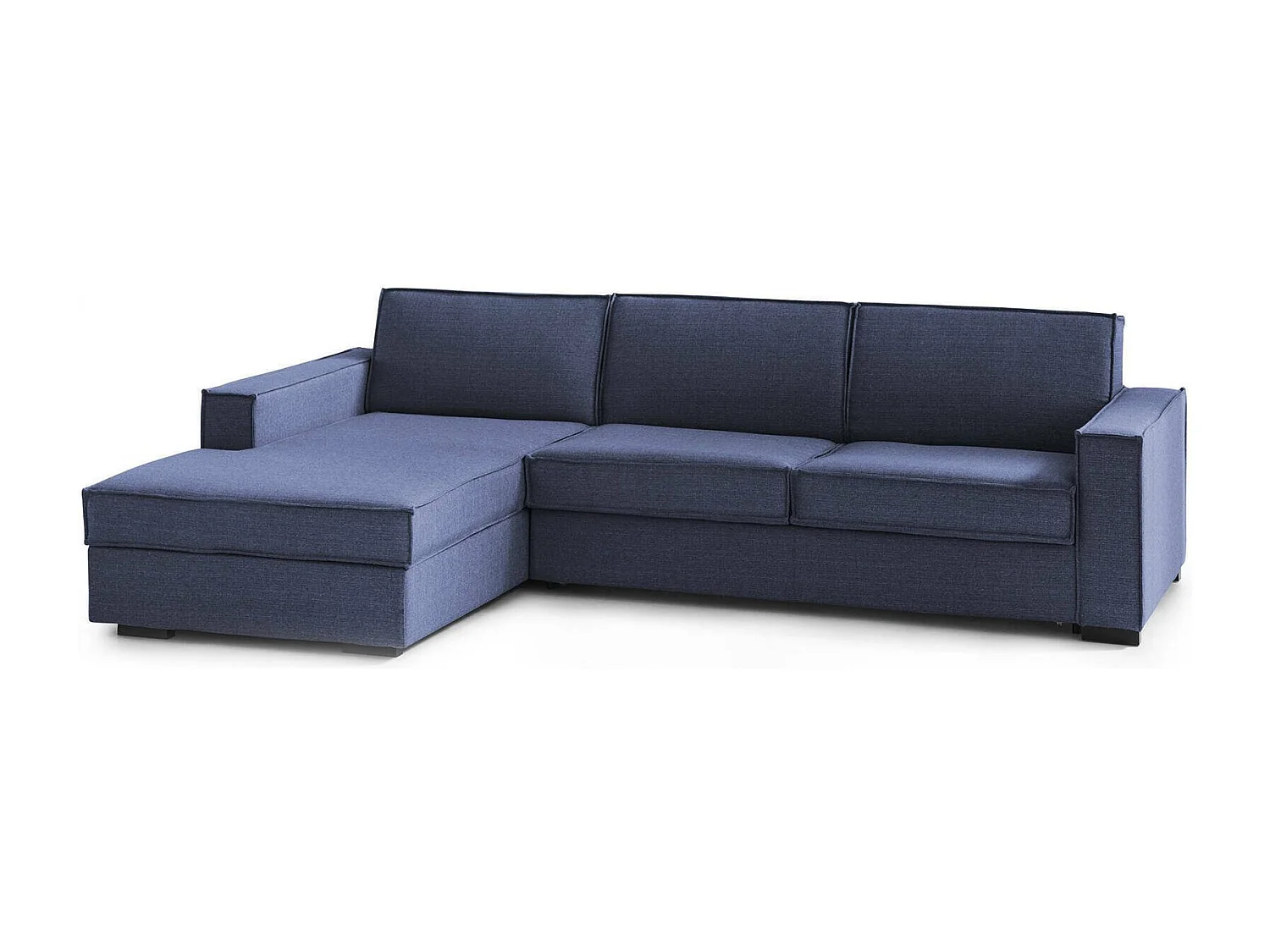 Sofá-cama Adima, Sofá de canto, 100% Fabricado na Itália, Sofá com abertura giratória, Península de armazenamento esquerda, com braços finos, 260x95h90 cm, Azul