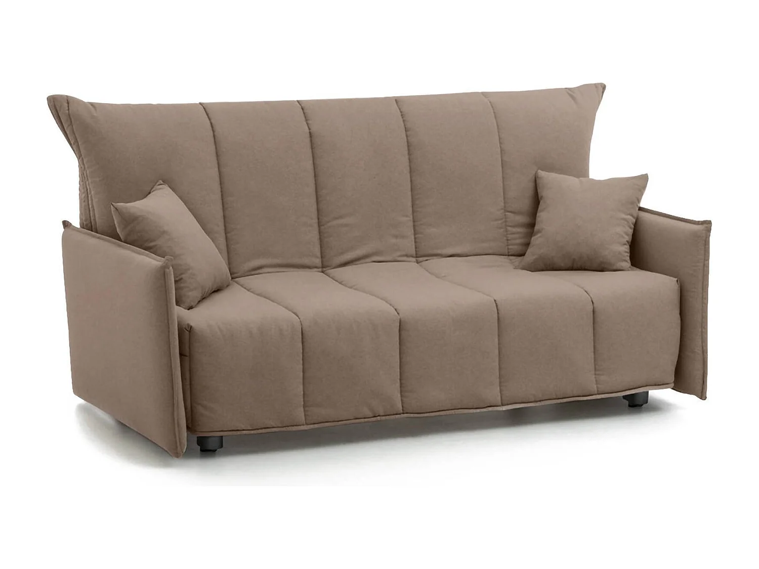 Schlafsofa Allyson, 3-Sitzer-Sofa, 100 % Made in Italy, Wohnzimmersofa mit Trolley-Ã–ffnung, aus gepolstertem Stoff, mit Standardarmlehnen, 190 x 90 x 85 cm, Taupe