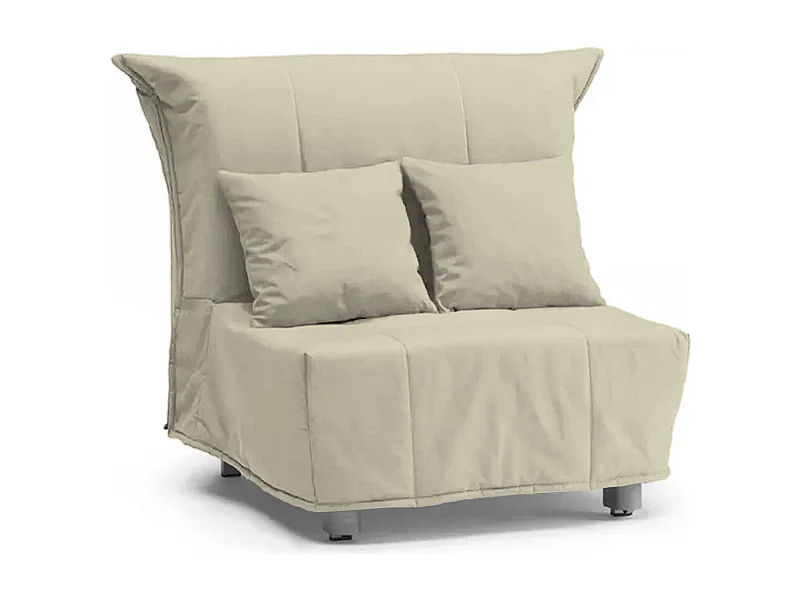 Divano Letto Alma, Divano singolo, 100% Made in Italy, Poltrona soggiorno con apertura a carrello, in tessuto imbottito, con cuscini inclusi, Cm 85x90h85, Beige