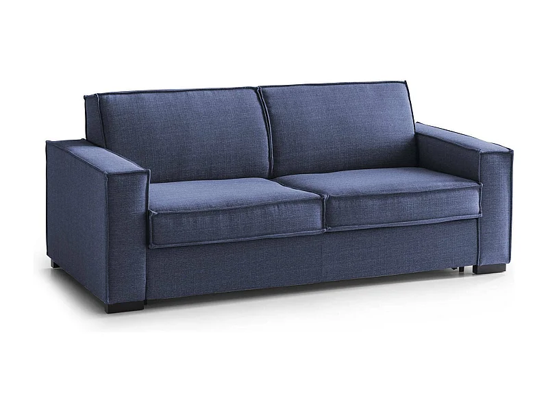 Canapé-lit Samantha, canapé 2 places, 100% Made in Italy, Canapé de salon à ouverture pivotante, en tissu rembourré, avec accoudoirs fins, 160x95h90 cm, Bleu