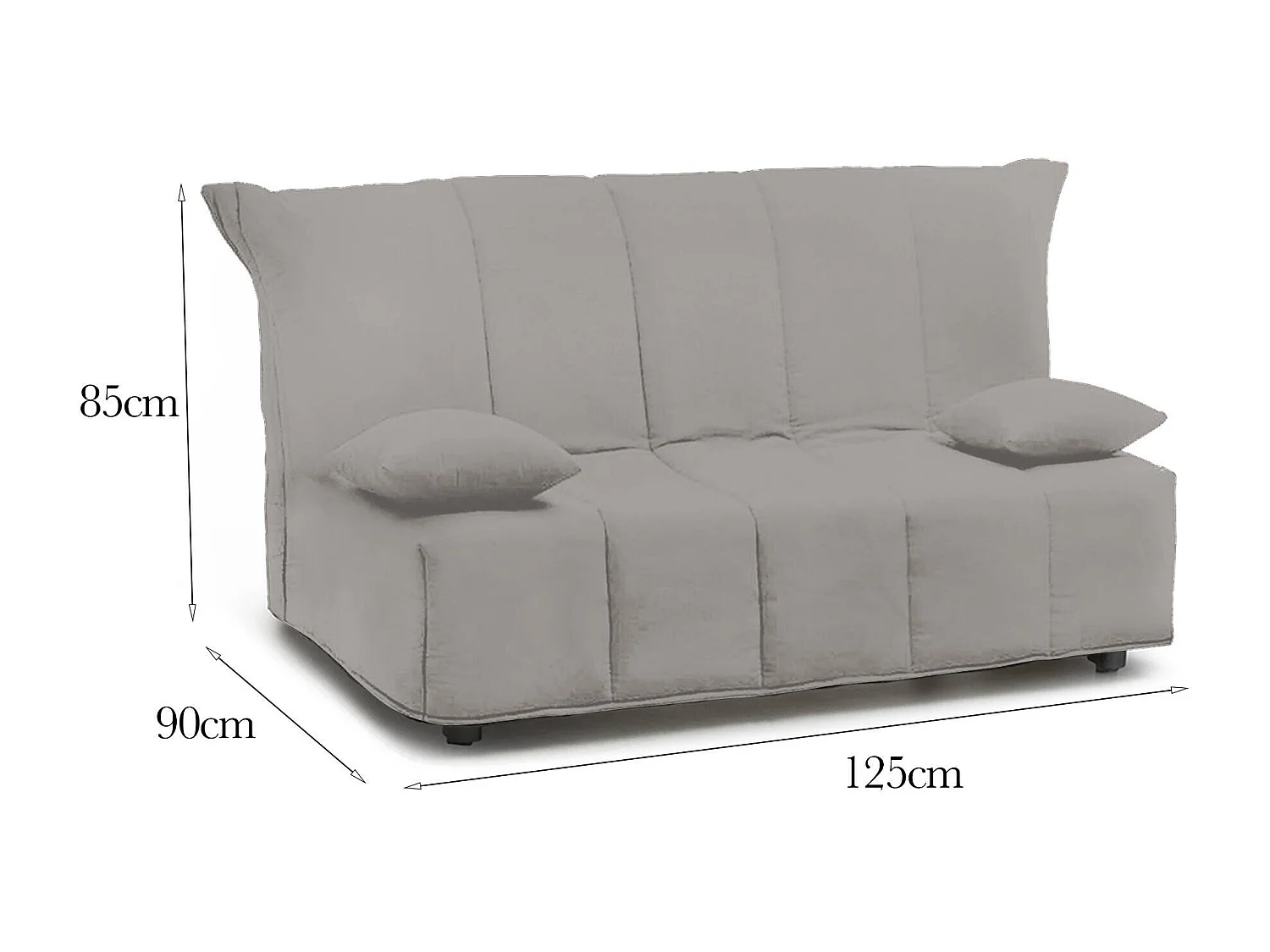 Alisee Slaapbank, 2-zitsbank, 100% Made in Italy, Woonkamerbank met trolley-opening, in gewatteerde stof, inclusief kussens, 125x90h85 cm, Grijs