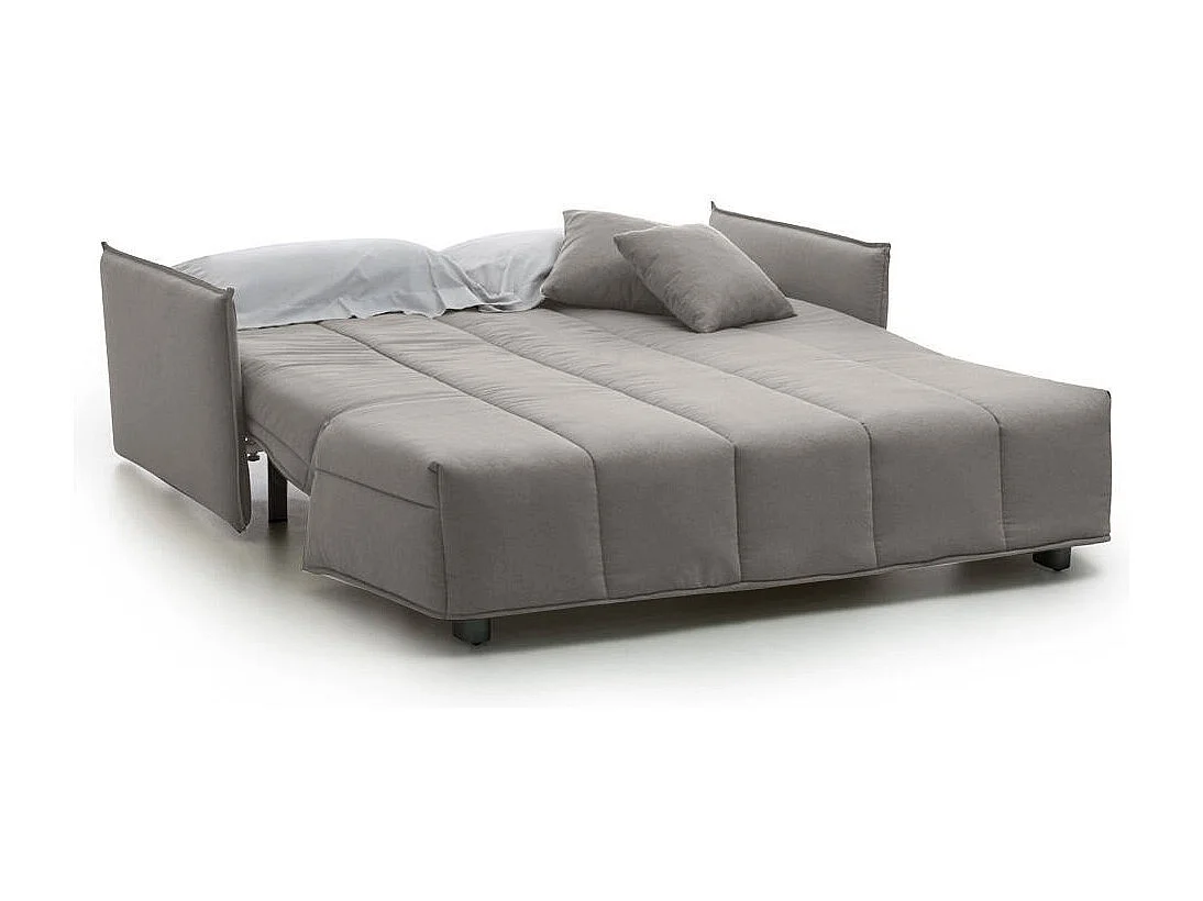 Alisee Slaapbank, 2-zitsbank, 100% Made in Italy, Woonkamerbank met trolley-opening, in gewatteerde stof, inclusief kussens, 125x90h85 cm, Grijs