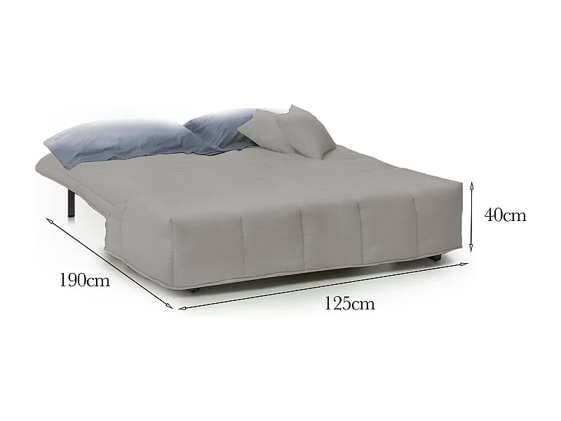 Canapé-lit Alisee, canapé 2 places, 100% Made in Italy, Canapé de salon avec ouverture trolley, en tissu rembourré, avec coussins inclus, 125x90h85 cm, Gris