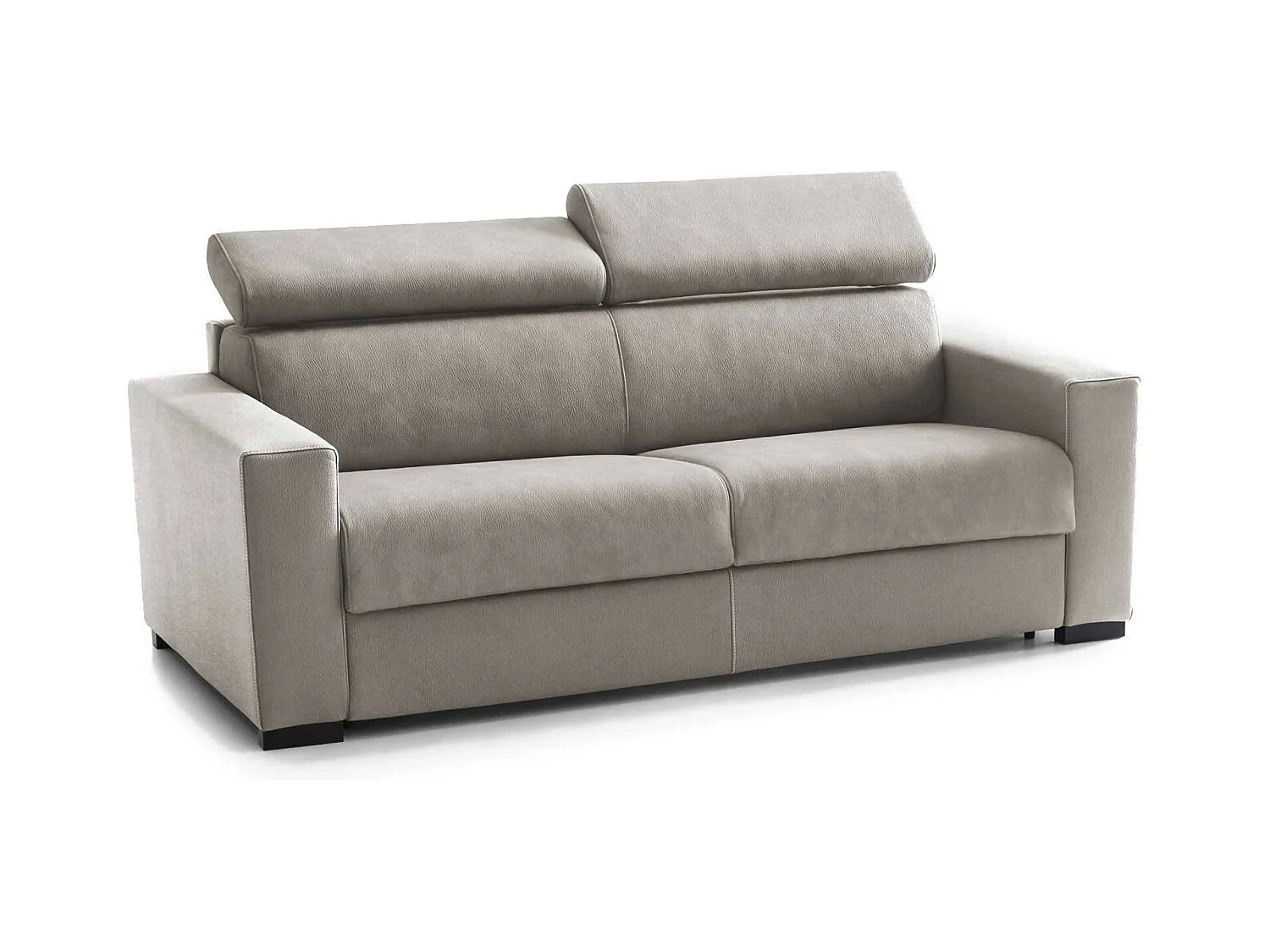 Canapé fixe Alexandra, canapé 2 places, 100% Made in Italy, Canapé de salon, en tissu rembourré, avec appuie-tête réglables et accoudoirs fins, Cm 180x95h85, Taupe
