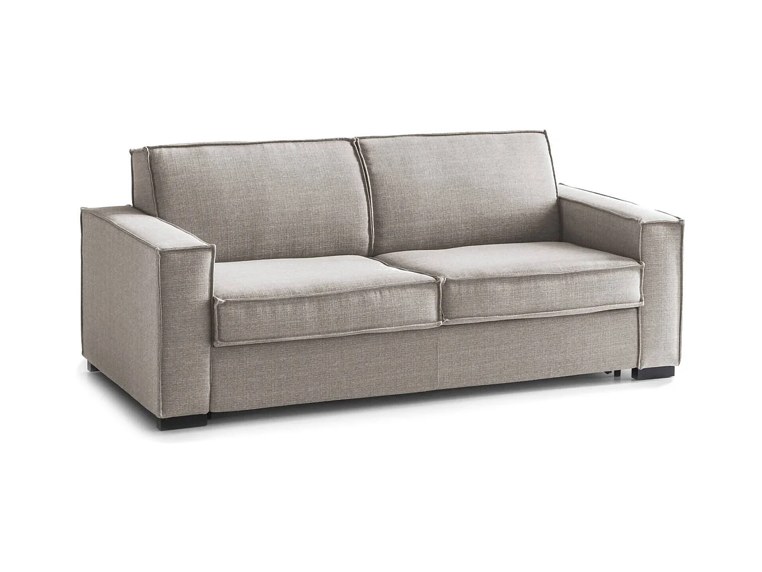 Sofá cama 3 plazas Addolorata, Sofá de salón con apertura giratoria, Tejido acolchado, Reposabrazos delgados, 100% Made in Italy, Cm 200x95h90, Taupe