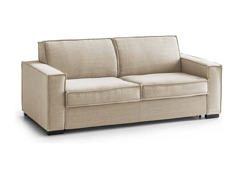 Canapé-lit Adalgisa, canapé 3 places, 100% Made in Italy, Canapé de salon à ouverture pivotante, en tissu rembourré, avec accoudoirs standards, 220x95h90 cm, Beige