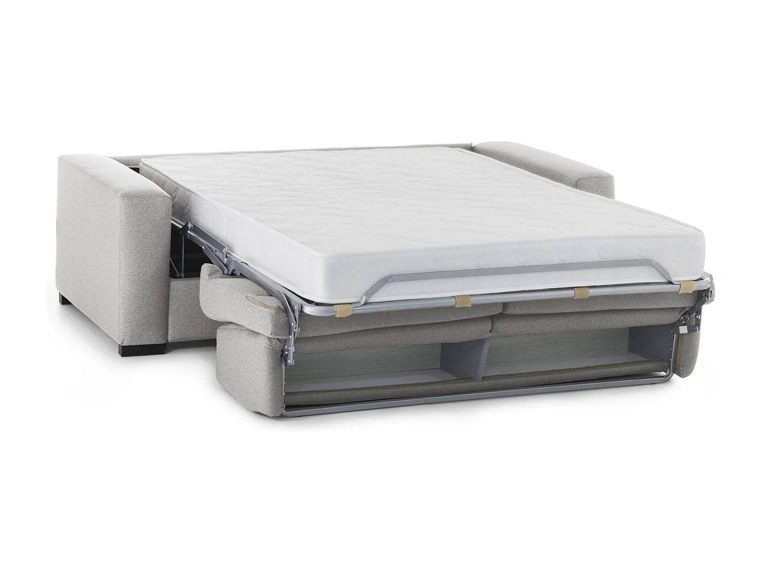 Sofá-cama Alicia, sofá de 3 lugares, 100% Fabricado na Itália, Sofá da sala com abertura giratória, em tecido acolchoado, com braços finos, 200x95h90 cm, Cinza