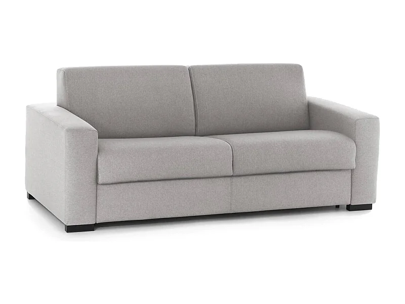 Alicia Sofá Cama, Sofá de 3 plazas, 100% Made in Italy, Sofá de salón con apertura giratoria, de tejido acolchado, con apoyabrazos finos, 200x95h90 cm, Gris
