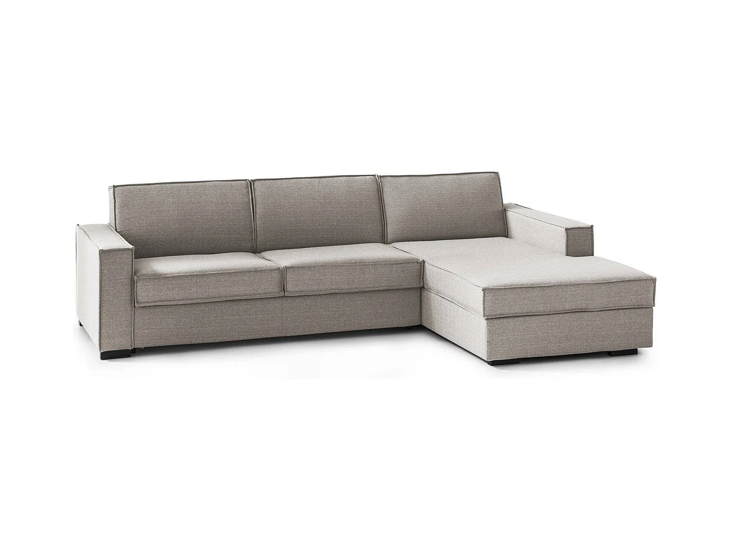 Canapé fixe Nami, Canapé d'angle, 100% Made in Italy, Canapé de salon avec péninsule conteneur droite, avec accoudoirs standards, 280x95h90 cm, Taupe