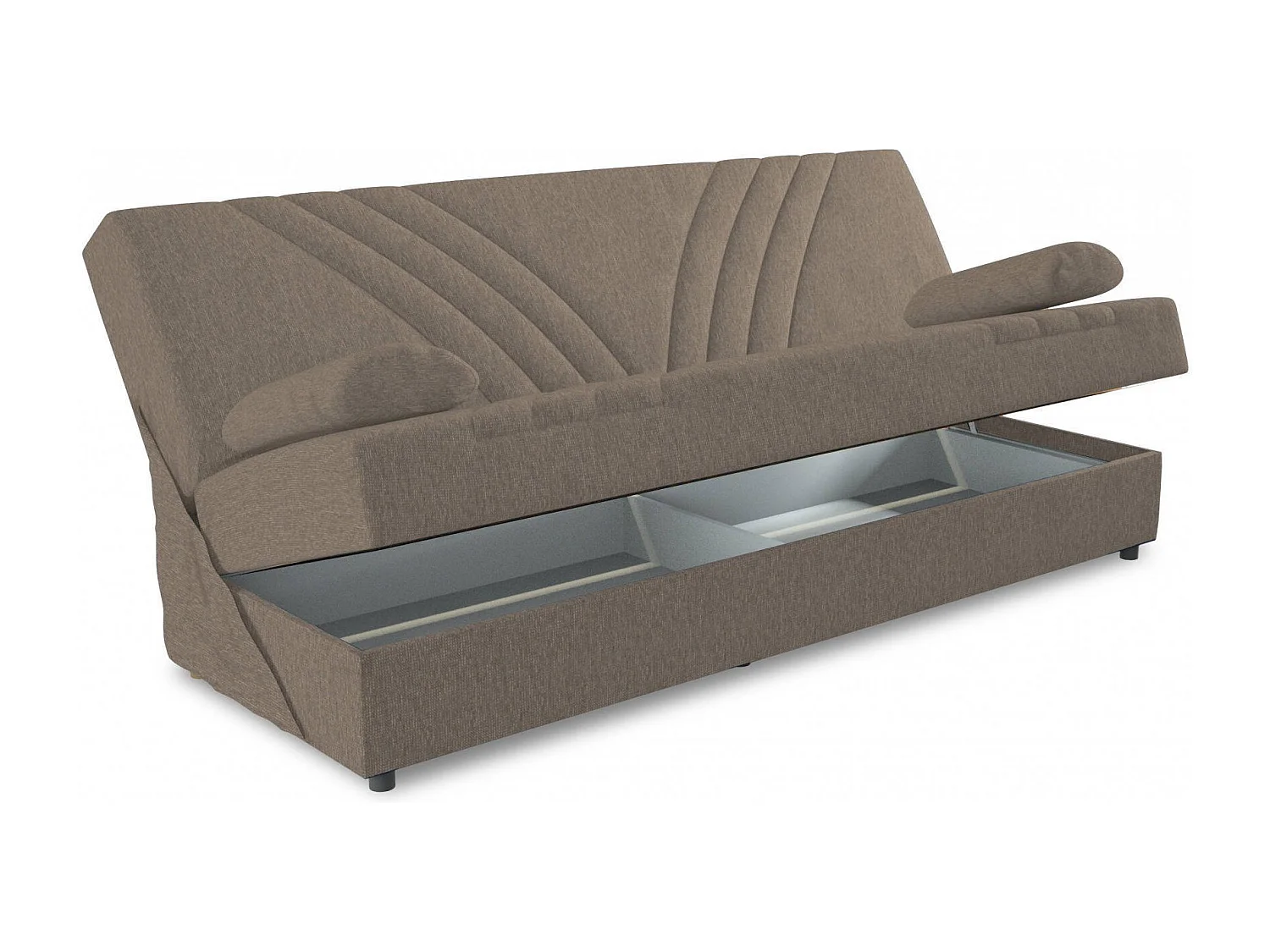 Canapé Ramon, Canapé conteneur 3 places avec 2 coussins inclus, Canapé de salon en tissu rembourré avec ouverture clic-clac, 181x81h88 cm, Beige