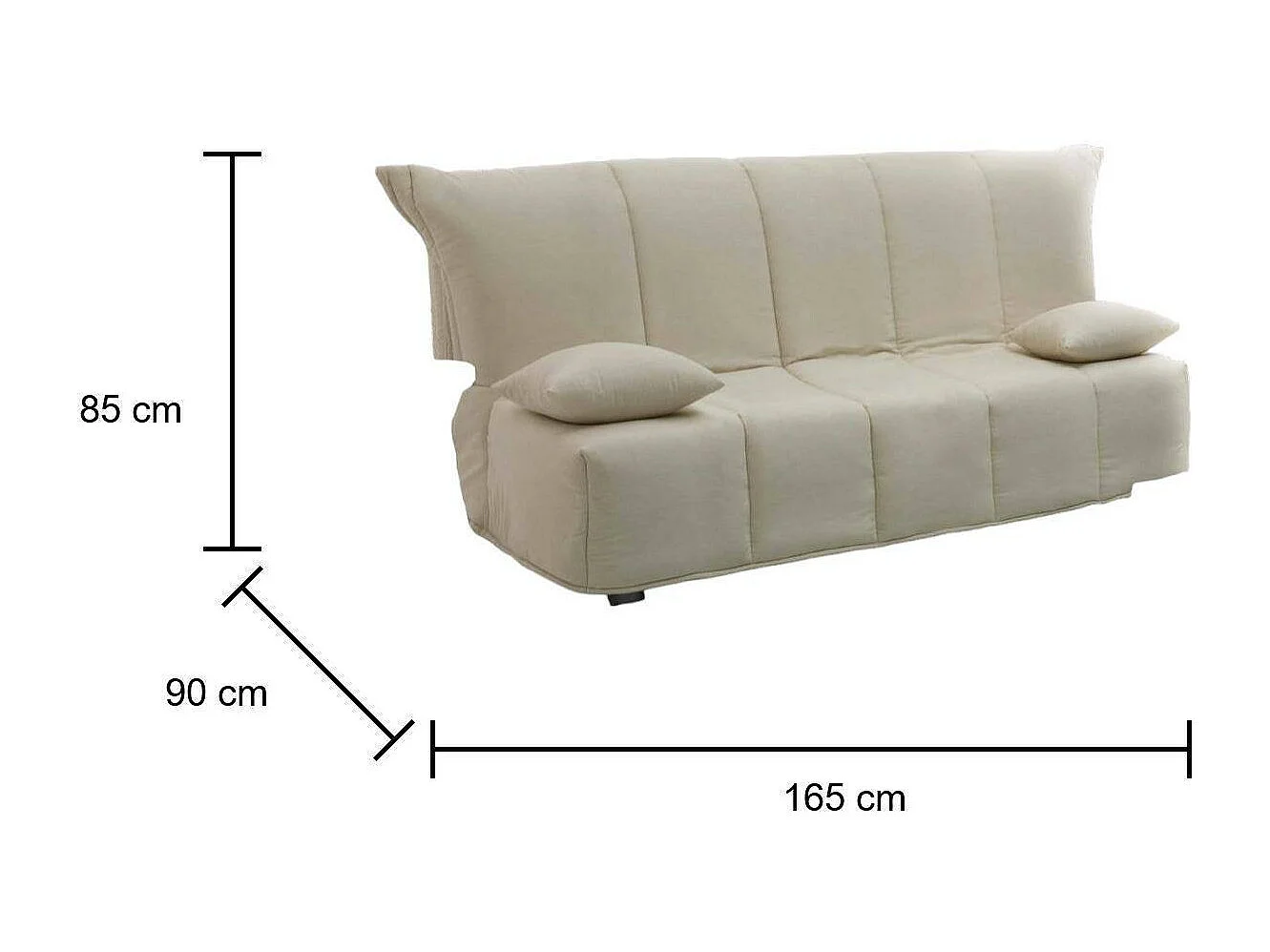 Sofá Cama Allegra, Sofá de 3 plazas, 100% Made in Italy, Sofá de salón con apertura para carrito, de tejido acolchado, con cojines incluidos, 165x90h85 cm, Beige