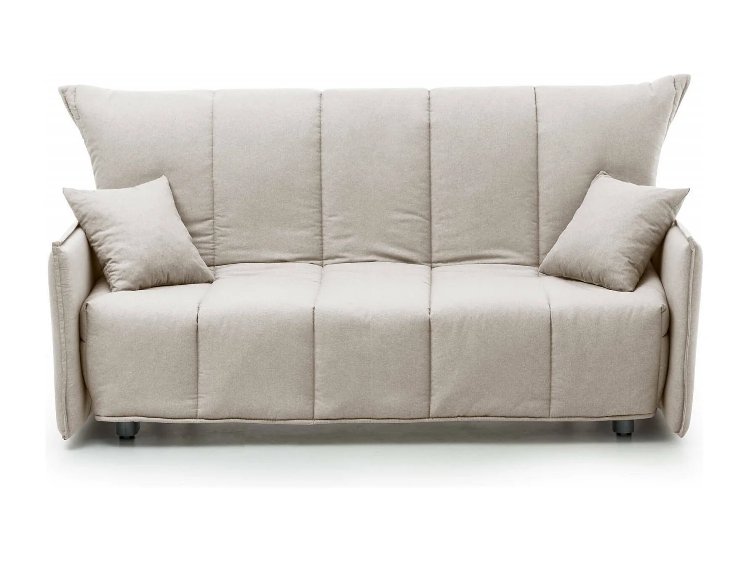 Sofá Cama Alissa, Sofá de 2 plazas, 100% Made in Italy, Sofá de salón con apertura para carrito, de tejido acolchado, con reposabrazos estándar, 150x90h85 cm, Beige