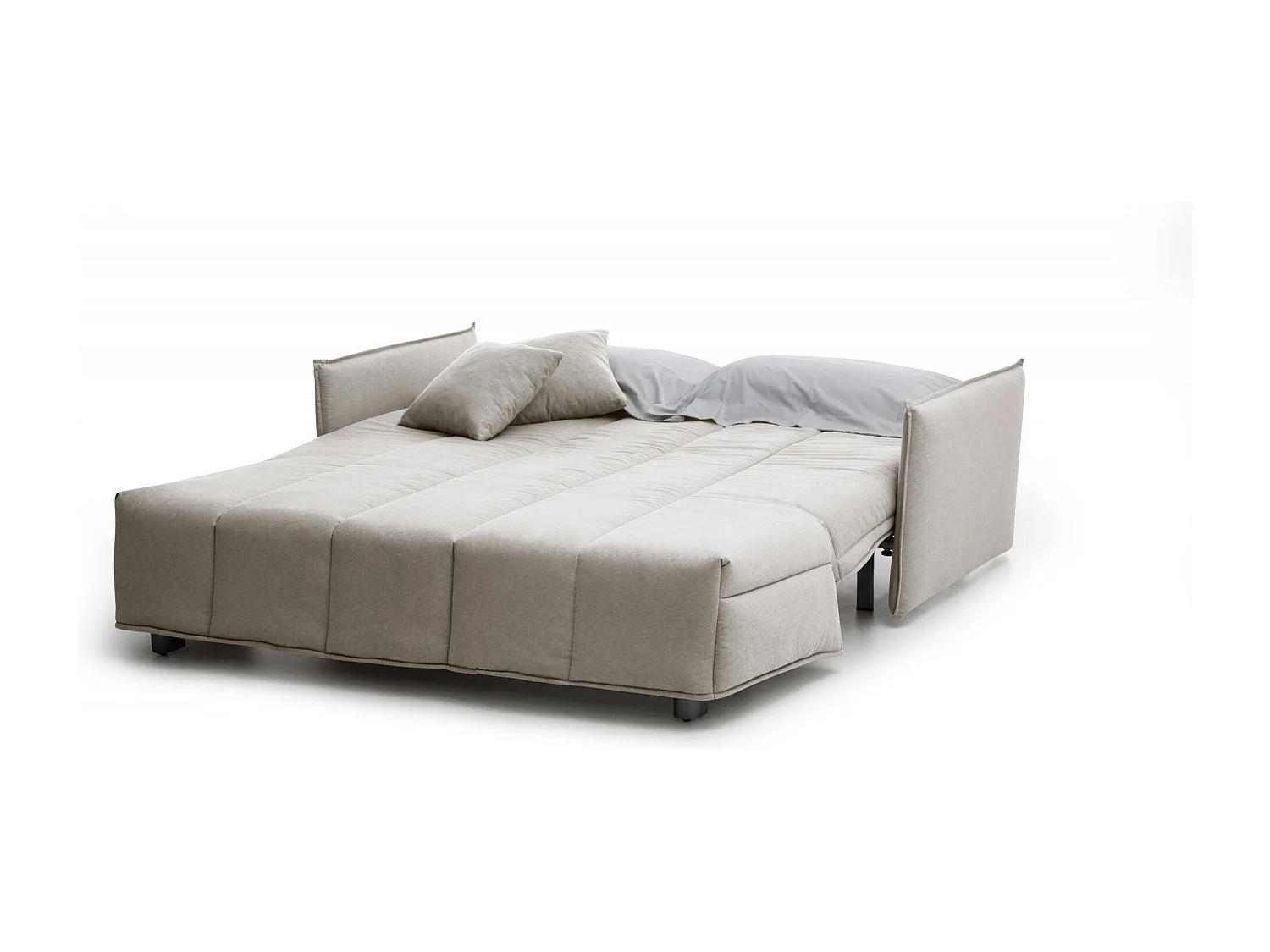 Sofá Cama Alissa, Sofá de 2 plazas, 100% Made in Italy, Sofá de salón con apertura para carrito, de tejido acolchado, con reposabrazos estándar, 150x90h85 cm, Beige