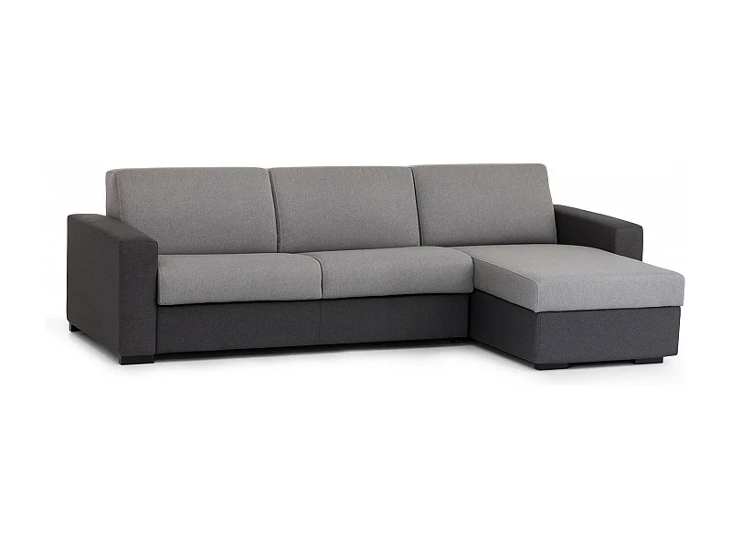 Schlafsofa Alisea, Ecksofa, 100%  Italy, Sofa mit Drehöffnung, mit Wendebehälter Halbinsel, mit schmalen Armlehnen, Cm 260x95h90, Grau und Anthrazit
