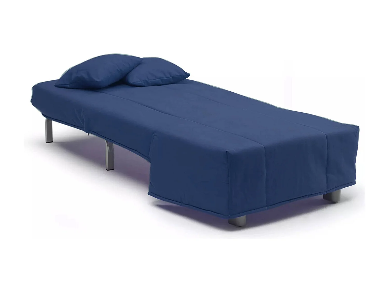 Schlafsofa Alma, Einzelsofa, 100 % Made in Italy, Wohnzimmersessel mit Trolley-Ã–ffnung, aus gepolstertem Stoff, inklusive Kissen, 85 x 90 x 85 cm, Blau