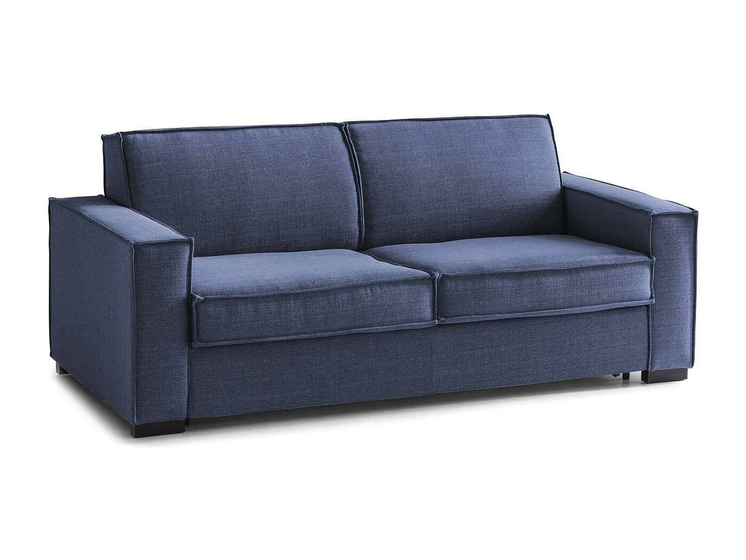 Festes Sofa Sole, großes 2-Sitzer-Sofa, 100 % Made in Italy, Wohnzimmersofa aus Stoff, mit schmalen Armlehnen, 180 x 95 x 90 cm, Blau
