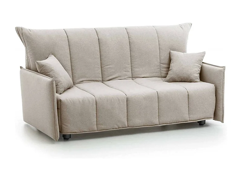 Allyson Schlafsofa, 3-Sitzer-Sofa, 100 % Made in Italy, Wohnzimmersofa mit Trolley-Ã–ffnung, aus gepolstertem Stoff, mit Standard-Armlehnen, 190 x 90 x 85 cm, Beige