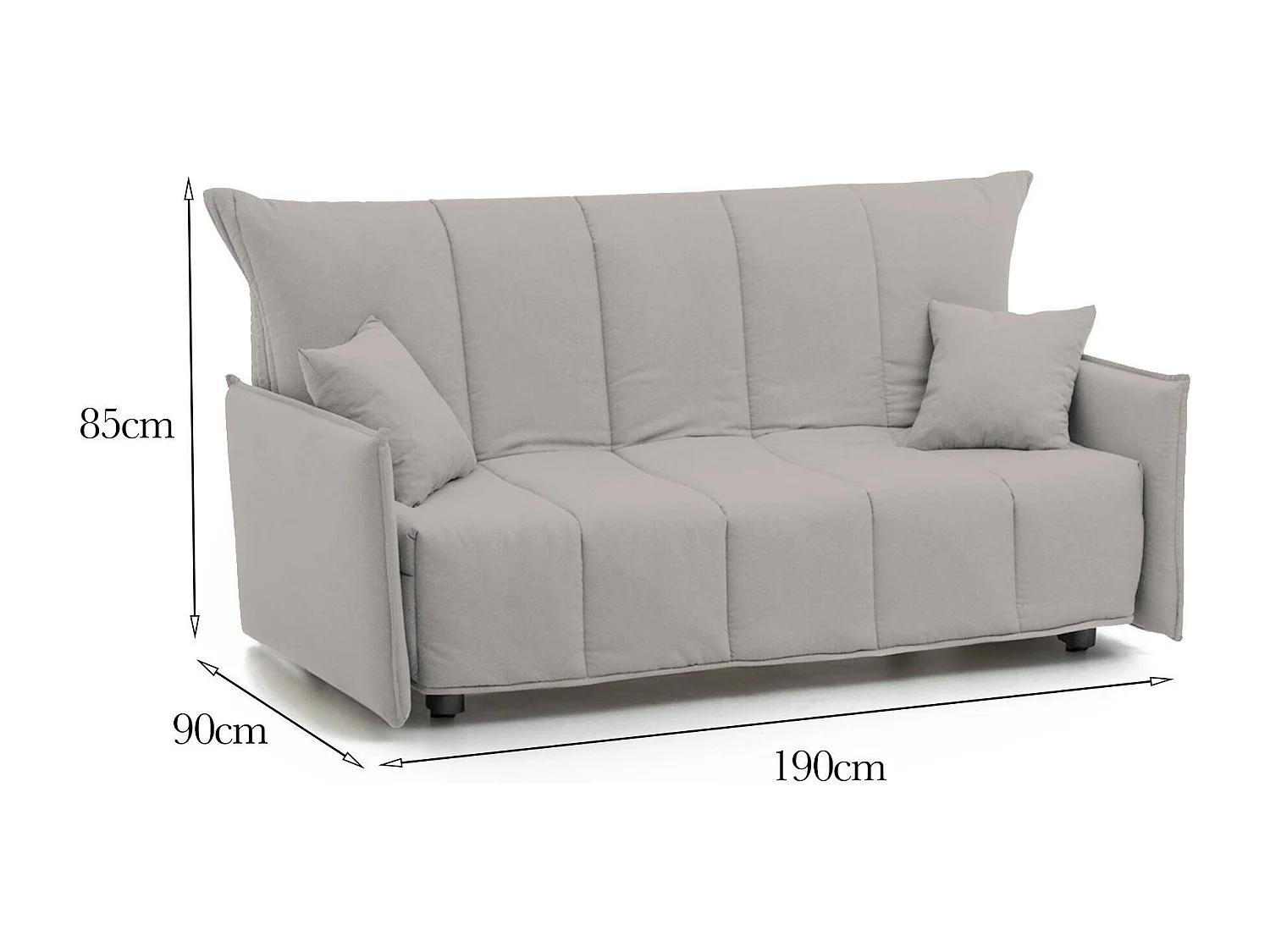 Talamo Italia 3-Zits Slaapbank Allyson 90x190 cm Zwart Verwijderbare Hoes, Uittrekbaar, Gelaste Lattenbodem, Onvervormbare Matras