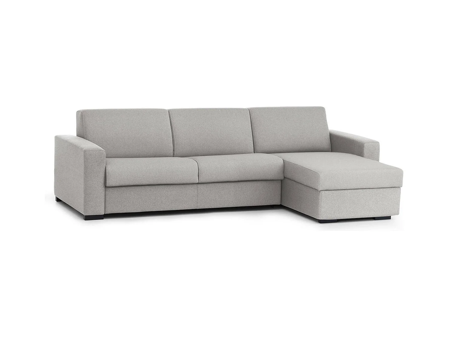 Alisea Schlafsofa, Ecksofa, 100 % Made in Italy, Sofa mit drehbarer Ã–ffnung, mit umkehrbarer Aufbewahrungshalbinsel, mit schmalen Armlehnen, 260 x 95 x 90 cm, Grau