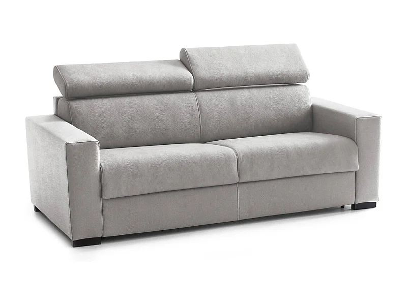 Divano Letto Agostina, Divano a 2 posti, 100% Made in Italy, Sofà Soggiorno con apertura girevole, con poggiatesta regolabili e Braccioli slim, Cm 160x95h85, Grigio