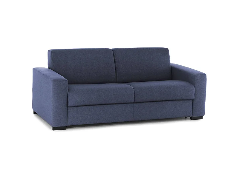 Sofá Cama Aleida, Sofá de 2 plazas, 100% Made in Italy, Sofá de salón con apertura giratoria, de tejido acolchado, con reposabrazos estándar, 180x95h90 cm, Azul