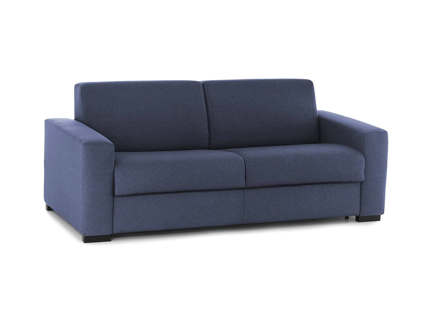 Aleida slaapbank, 2-zitsbank, 100% Made in Italy, woonkamerbank met draaibare opening, in gewatteerde stof, met standaard armleuningen, 180x95h90 cm, Blauw