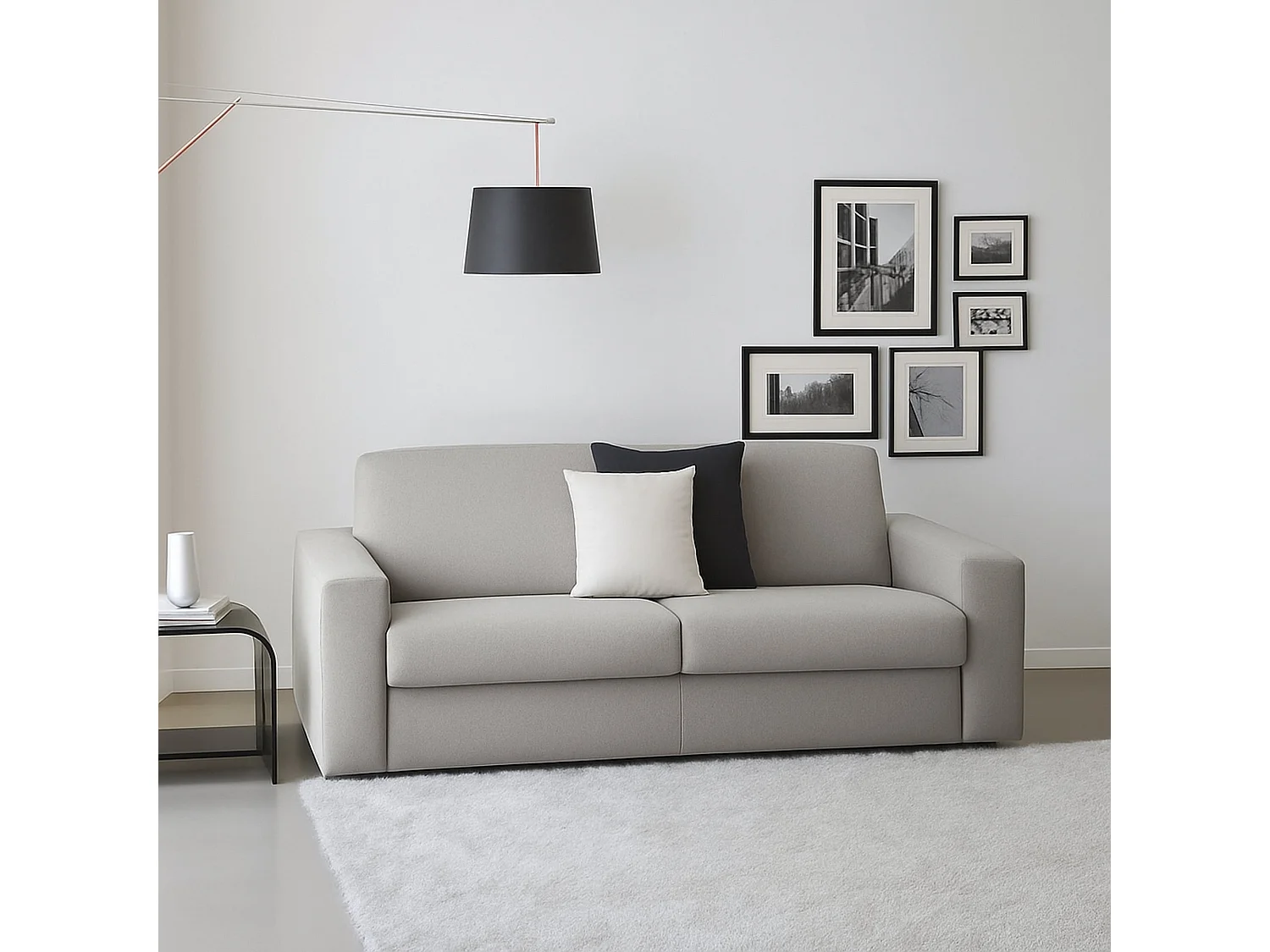 Canapé fixe Mara, canapé 3 places, 100% Made in Italy, Canapé de salon, en tissu rembourré, avec accoudoirs fins, 200x95h90 cm, Gris