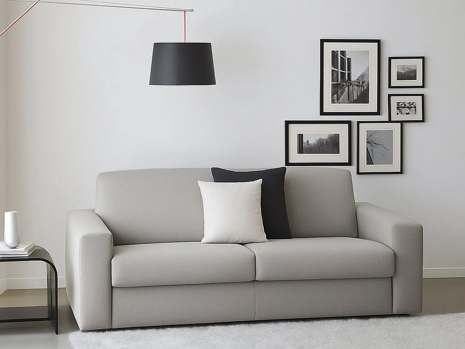 Canapé fixe Mara, canapé 3 places, 100% Made in Italy, Canapé de salon, en tissu rembourré, avec accoudoirs fins, 200x95h90 cm, Gris