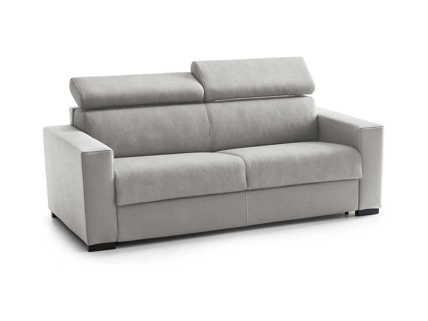 Canapé fixe Leila, canapé 2 places, 100% Made in Italy, Canapé de salon, en tissu rembourré, avec appuie-tête réglables et accoudoirs standards, 180x95h85 cm, Gris