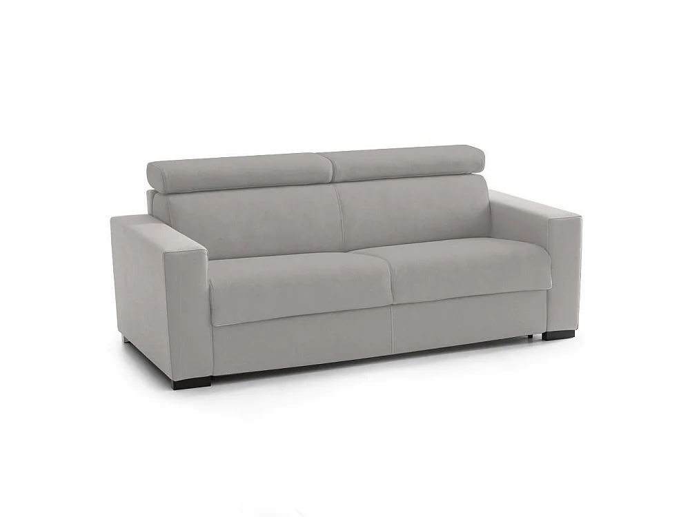 Canapé fixe Leila, canapé 2 places, 100% Made in Italy, Canapé de salon, en tissu rembourré, avec appuie-tête réglables et accoudoirs standards, 180x95h85 cm, Gris
