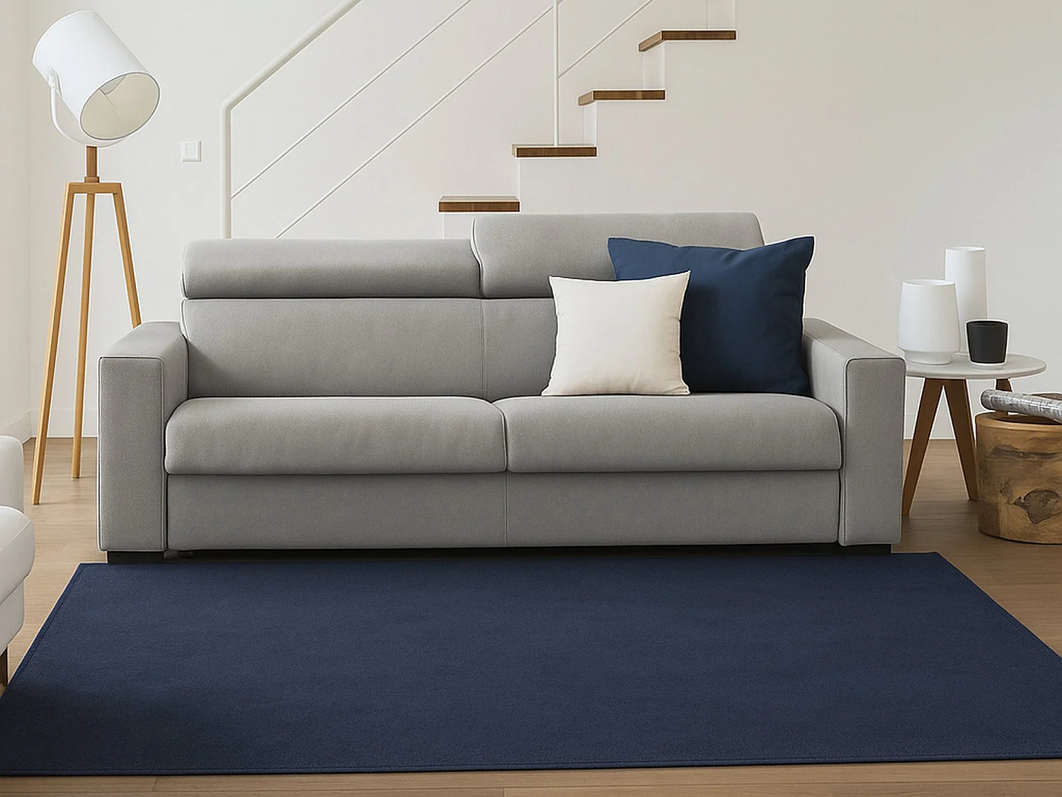 Canapé fixe Leila, canapé 2 places, 100% Made in Italy, Canapé de salon, en tissu rembourré, avec appuie-tête réglables et accoudoirs standards, 180x95h85 cm, Gris