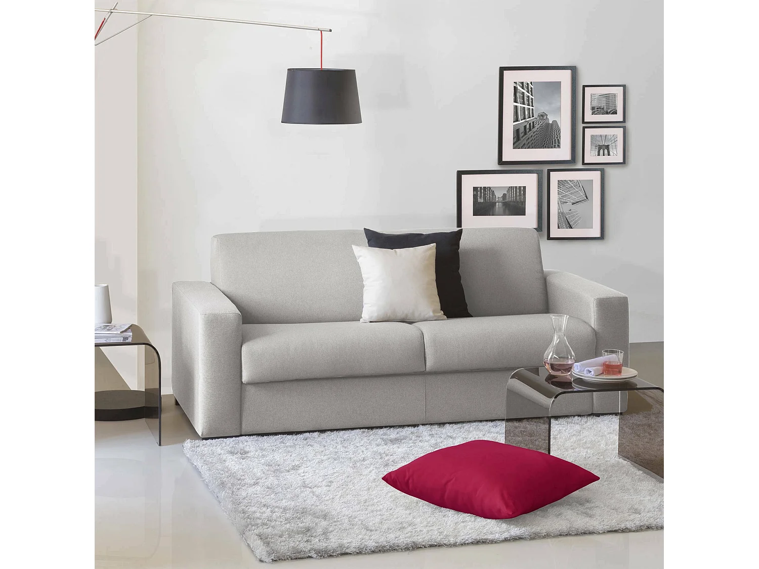 Sofá fixo Rosanna, Sofá grande de 2 lugares, 100% Fabricado na Itália, Sofá da sala em tecido acolchoado, com braços padrão, 200x95h90 cm, Cinza