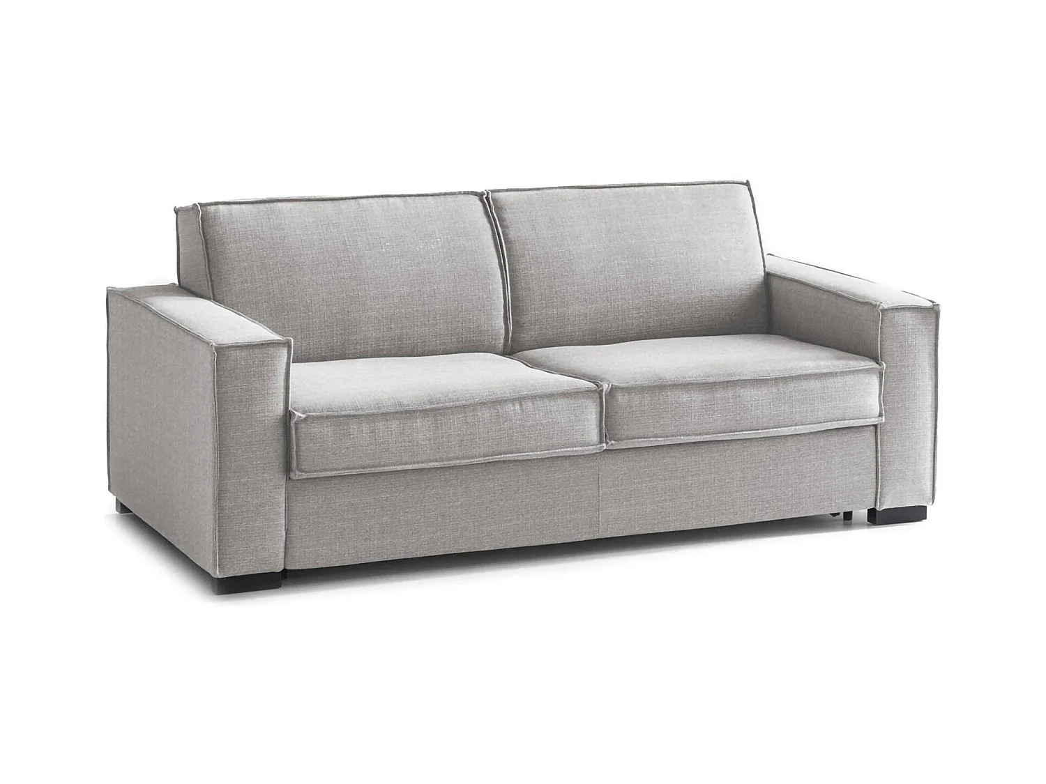 Samantha Slaapbank, 2-zitsbank, 100% Made in Italy, Woonkamerbank met draaibare opening, in gewatteerde stof, met slanke armleuningen, 160x95h90 cm, Grijs