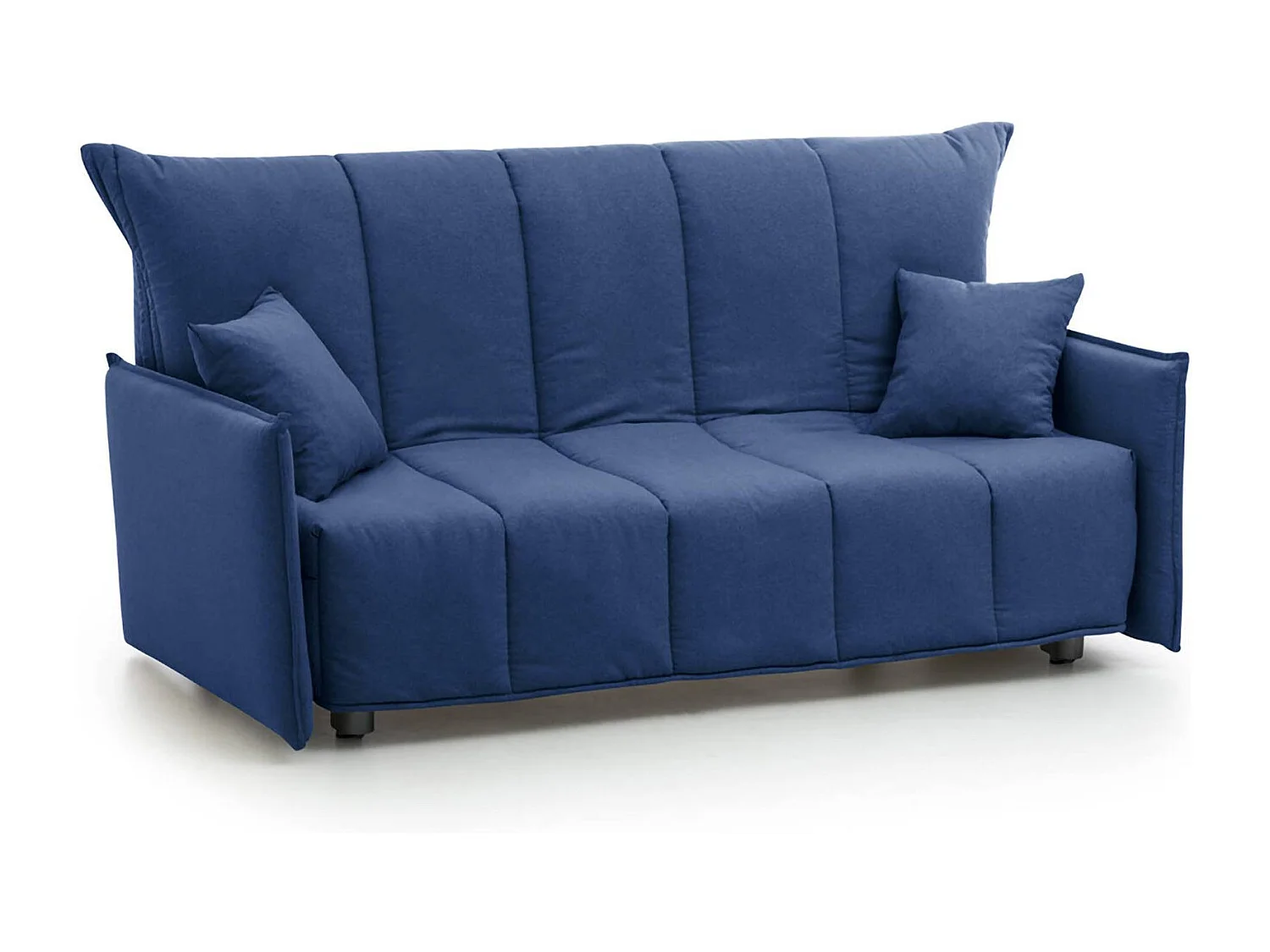 Alissa Schlafsofa, 2-Sitzer-Sofa, 100 % Made in Italy, Wohnzimmersofa mit Trolley-Ã–ffnung, aus gepolstertem Stoff, mit Standard-Armlehnen, 150 x 90 x 85 cm, Blau