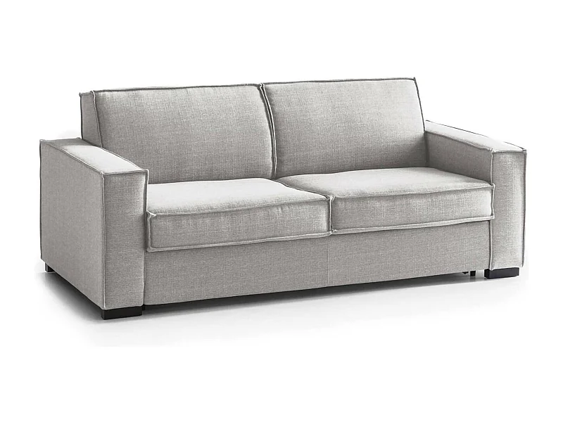 Manuela vaste bank, Grote 2-zitsbank, 100% Made in Italy, Woonkamerbank in stof, met standaard armleuningen, 200x95h90 cm, Grijs