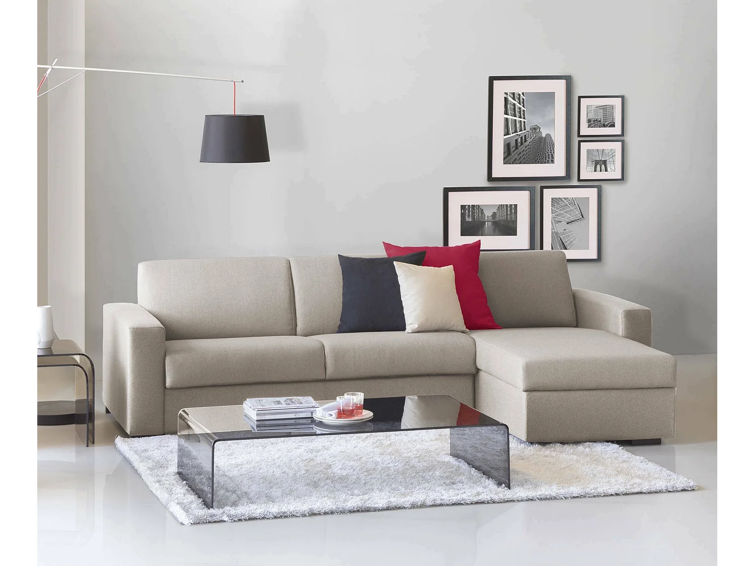 Alicya slaapbank, hoekbank, 100% Made in Italy, bank met draaibare opening, met omkeerbaar opbergschiereiland, met standaard armleuningen, 280x95h90 cm, Taupe