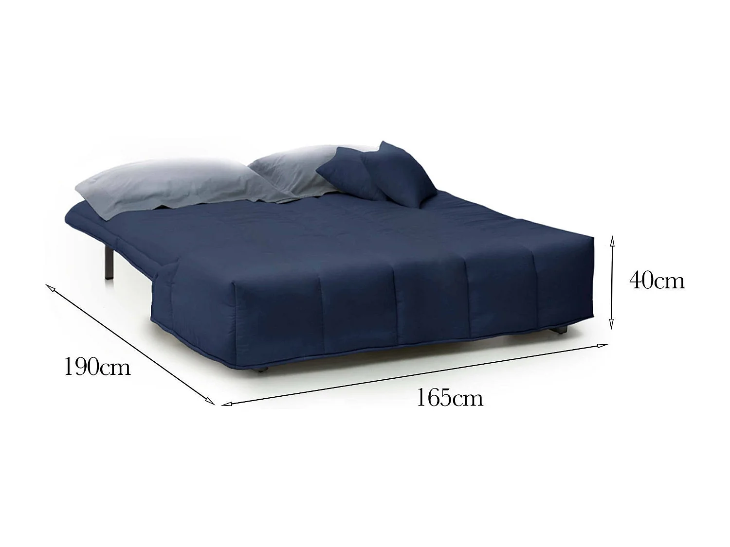 Canapé-lit Allegra, canapé 3 places, 100% Made in Italy, Canapé de salon avec ouverture trolley, en tissu rembourré, avec coussins inclus, 165x90h85 cm, Bleu