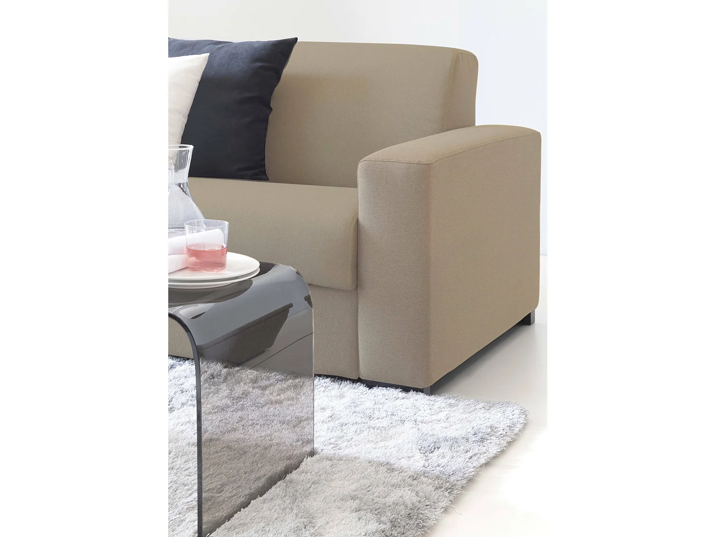 Canapé fixe Elizabeth, canapé 3 places, 100% Made in Italy, Canapé de salon en tissu rembourré, avec accoudoirs standards, 220x95h90 cm, Beige