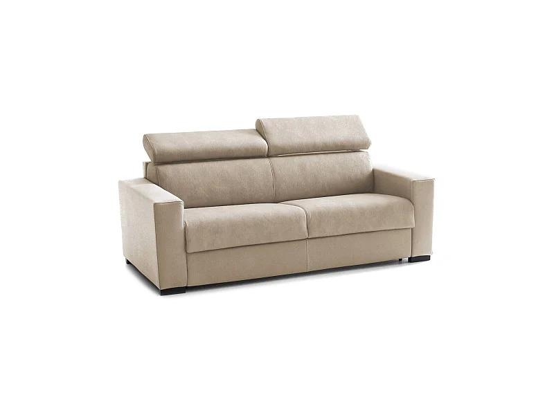 Canapé-lit Afra, canapé 2 places, 100% Made in Italy, Canapé de salon à ouverture pivotante, avec appuie-tête réglables et accoudoirs standards, 180x95h85 cm, Beige