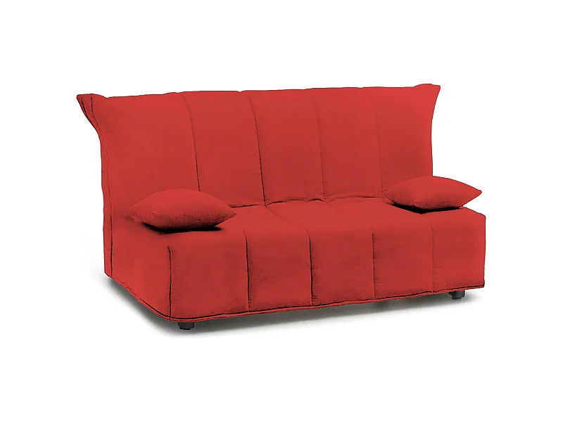 Divano Letto Allegra, Divano a 3 posti, 100% Made in Italy, Sofà Soggiorno con apertura a carrello, in tessuto imbottito, con cuscini inclusi, Cm 165x90h85, Rosso