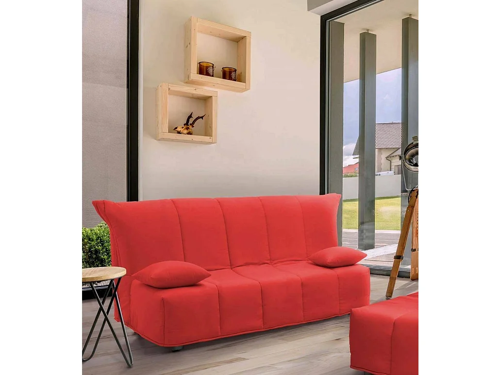 Allegra Schlafsofa, 3-Sitzer-Sofa, 100 % Made in Italy, Wohnzimmersofa mit Trolley-Ã–ffnung, aus gepolstertem Stoff, inklusive Kissen, 165 x 90 x 85 cm, Rot