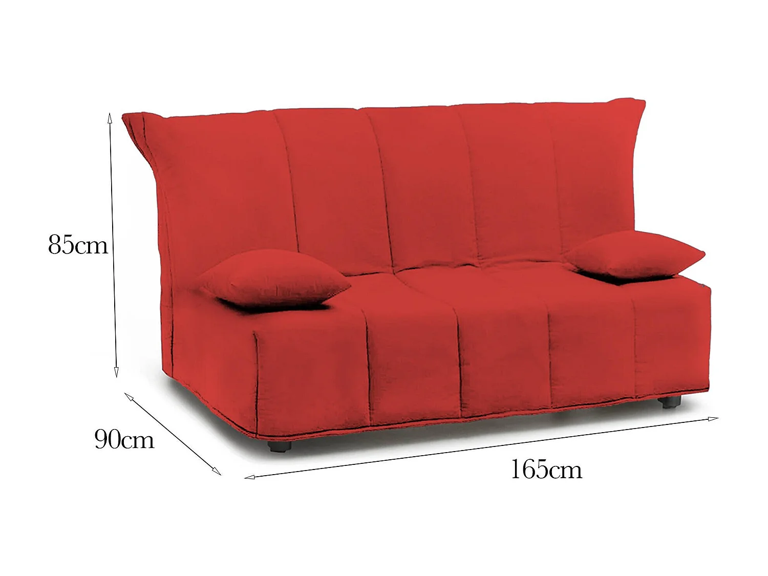 Canapé-lit Allegra, canapé 3 places, 100% Made in Italy, Canapé de salon avec ouverture trolley, en tissu rembourré, avec coussins inclus, 165x90h85 cm, Rouge