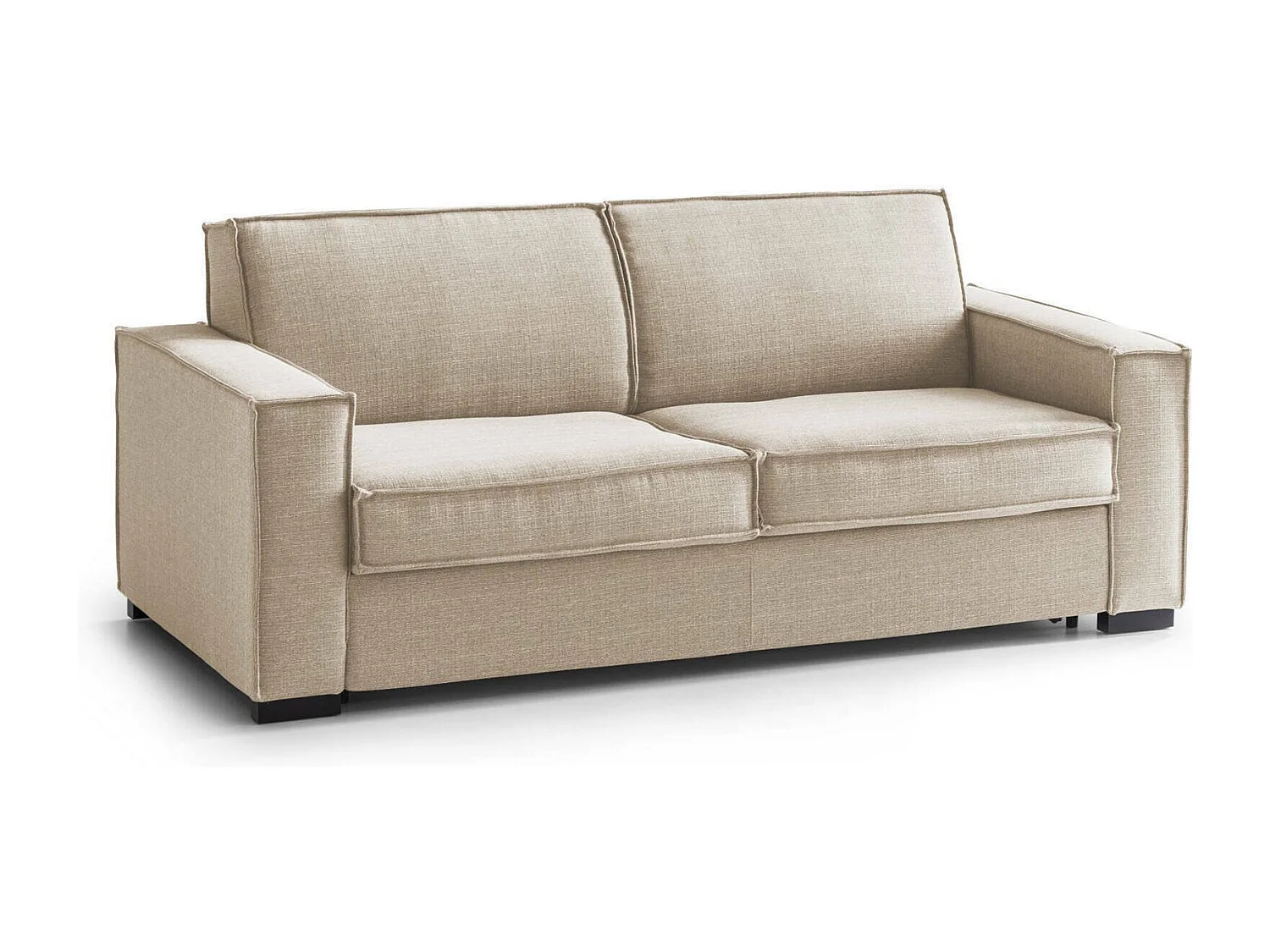 Canapé lit 2 places Achiropita, Canapé de salon avec ouverture pivotante, Tissu rembourré, Accoudoirs fins, 100% Made in Italy, Cm 200x100h95, Beige