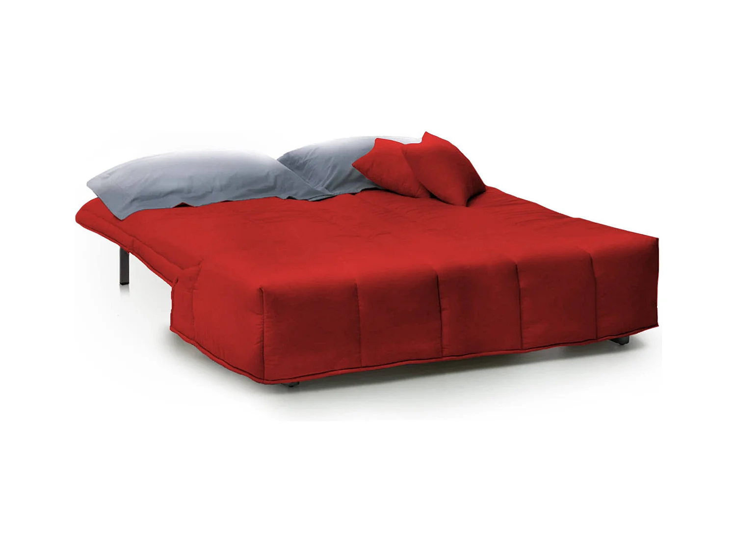 Canapé-lit Alisee, canapé 2 places, 100% Made in Italy, Canapé de salon avec ouverture trolley, en tissu rembourré, avec coussins inclus, 125x90h85 cm, Rouge