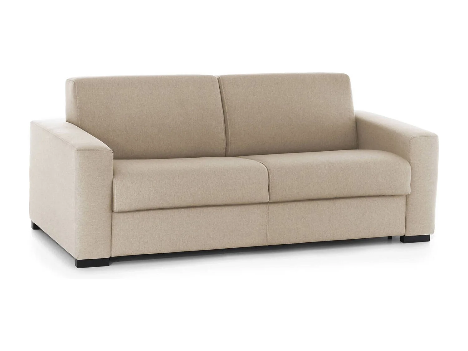 Sofá Cama Alena, Sofá de 2 plazas, 100% Made in Italy, Sofá de salón con apertura giratoria, de tejido acolchado, con apoyabrazos finos, 160x95h90 cm, Beige