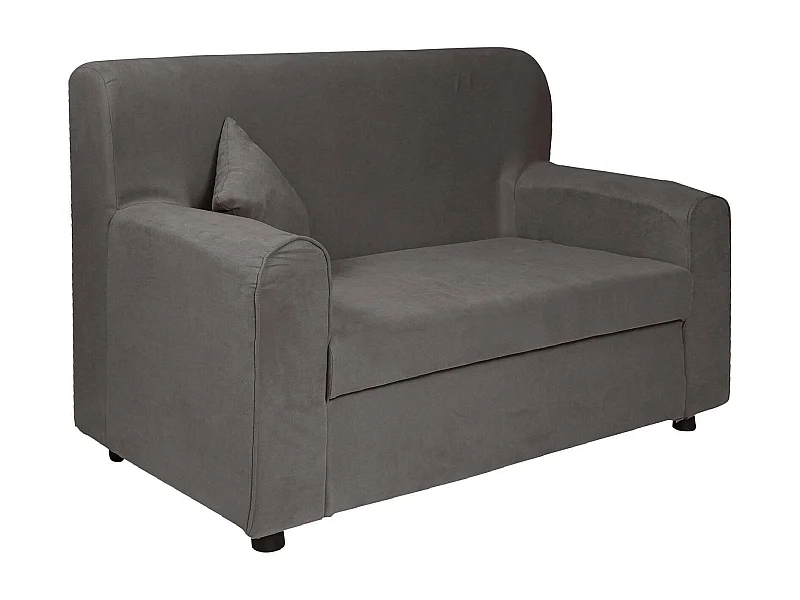 Sofá fixo de 2 lugares Baeza, Sofá de tecido, Sofá linear que economiza espaço, Sofá para apartamentos pequenos, 125x73h85 cm, Cinza