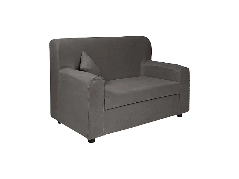 2-Sitzer festes SofaBaeza, Stoffsofa, Platzsparendes lineares Sofa, Sofa für kleine Wohnungen, 125x73h85 cm, Grau
