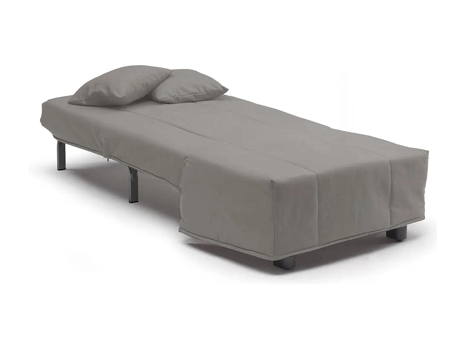 Canapé-lit Alma, Canapé simple, 100% Made in Italy, Fauteuil de salon avec ouverture trolley, en tissu rembourré, avec coussins inclus, 85x90h85 cm, Couleur gris